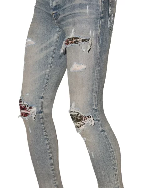 Blugi Amiri cu model paisley albastru