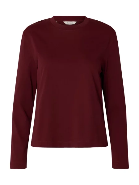 SELECTED Tricou SLFESSENTIAL roşu închis