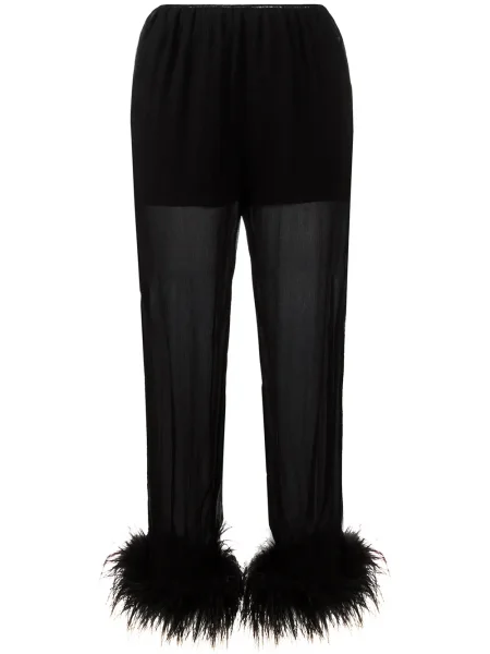 Pantaloni Prada cu pene transparente negru