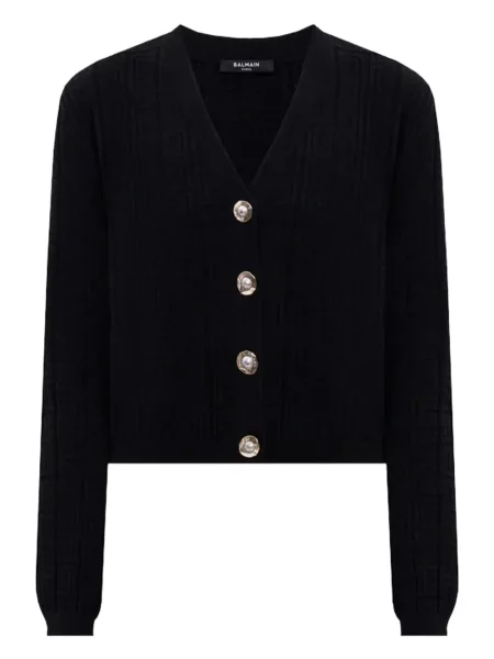 Cardigan Balmain cu decolteu în V negru