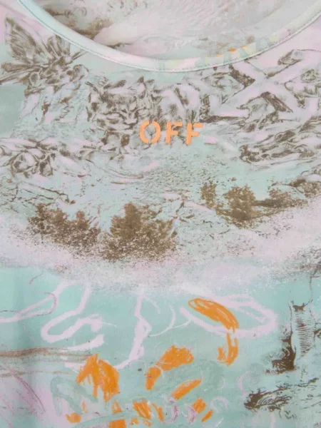 Maieu tricou Off-white cu model floral lung alb