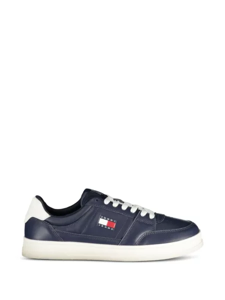 Sneakerși Tommy Jeans din piele cu autograf albastru