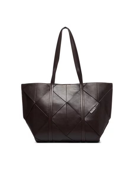 Calvin Klein torebka shopper z imitacji skóry brązowa