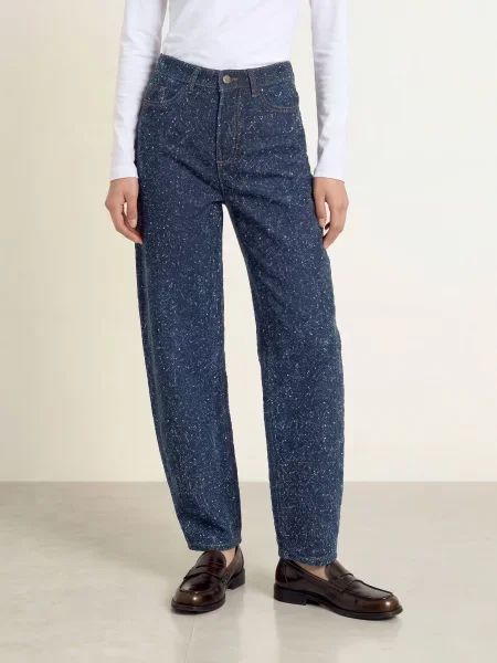 Ichi Barrel Džíny Ihisalia dark blue broken denim modré