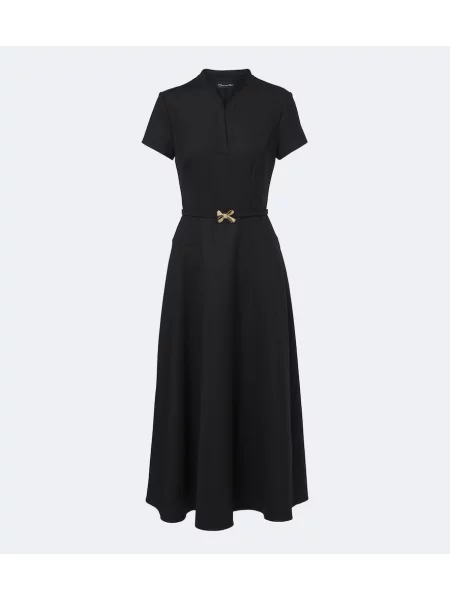 Cu centură rochie midi Oscar De La Renta de lână negru