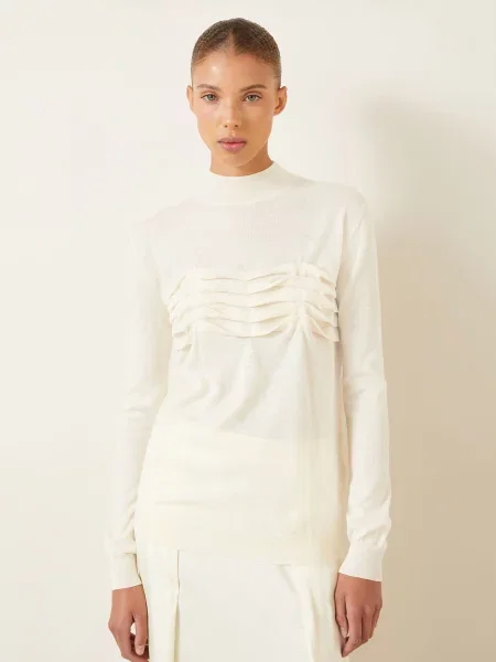 Jil Sander Sweter Z Kaszmiru weiss