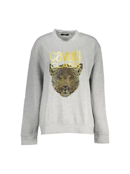 Bluza polarowa Cavalli Class z długim rękawem polarowa szara