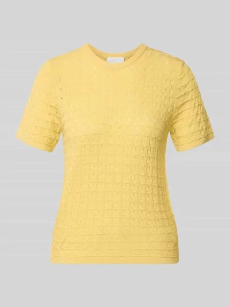 Koszulka z dzianiny z mieszanka z okrągły dekolt Jake*s Collection żółta