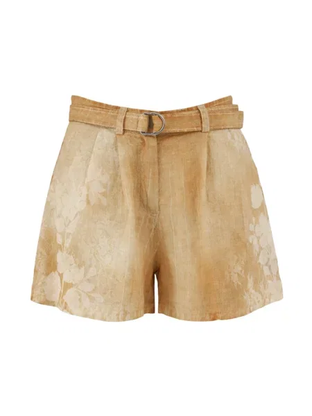 Lniany lniane spodenki Ermanno Scervino beżowy