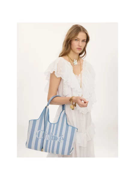 Chloé Torba Na Zakupy Stripy blau niebieska
