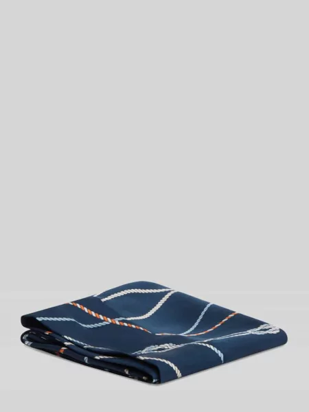 Chusta z czystego jedwabiu z napisem logo Tommy Hilfiger granatowa