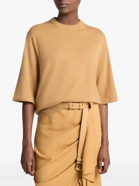 Плисирани панталон Michael Kors Collection с волани на райета кафяво