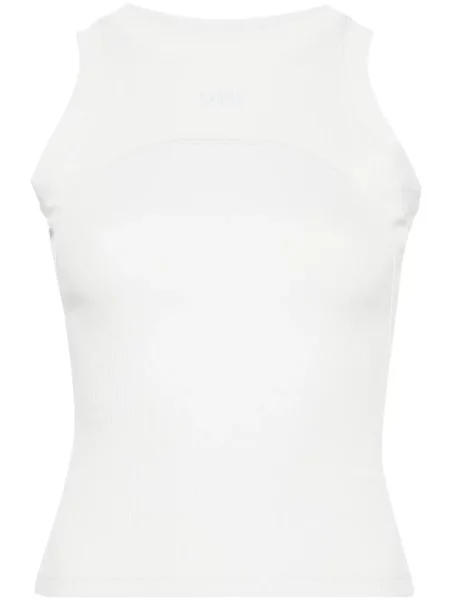 Top Off-white cu broderie