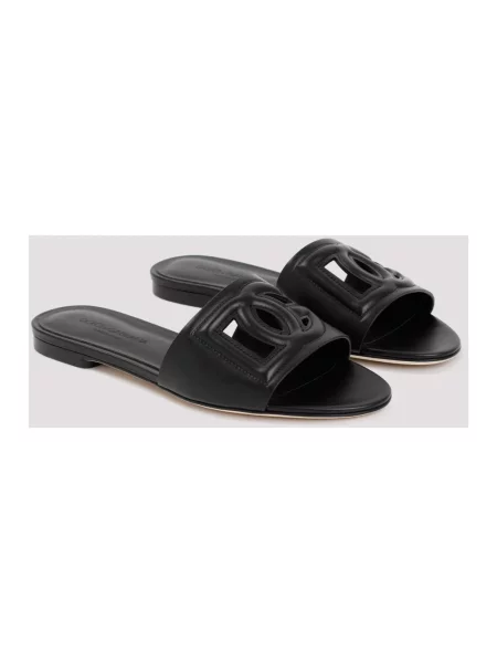 Klapki Dolce And Gabbana skórzane czarne