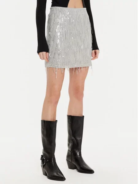 Юбка мини Only серебряная