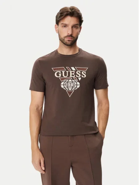 Guess T-Shirt brązowy