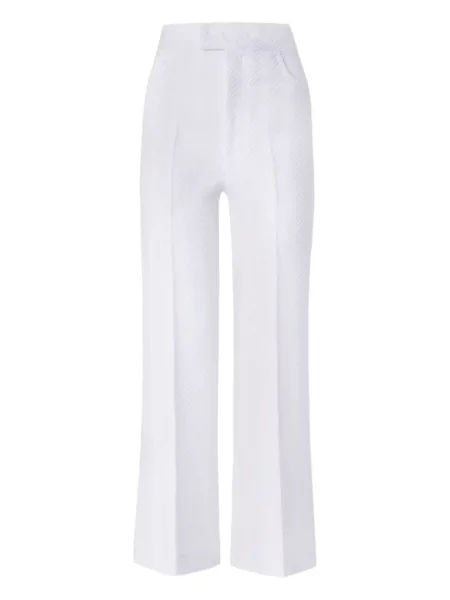 Pantaloni Missoni cu model herringbone alb