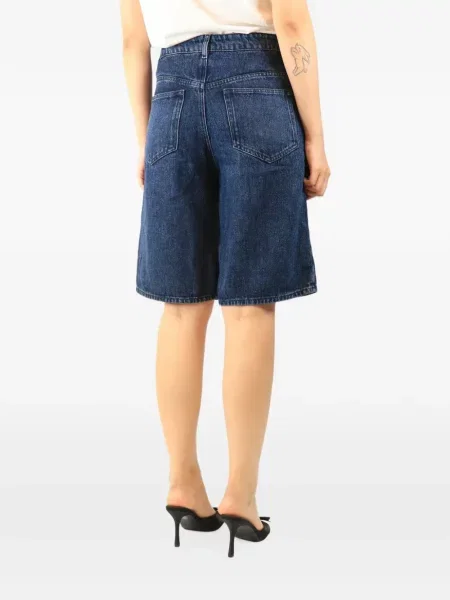Pantaloni scurți din denim Marant Etoile cu talie înaltă albastru