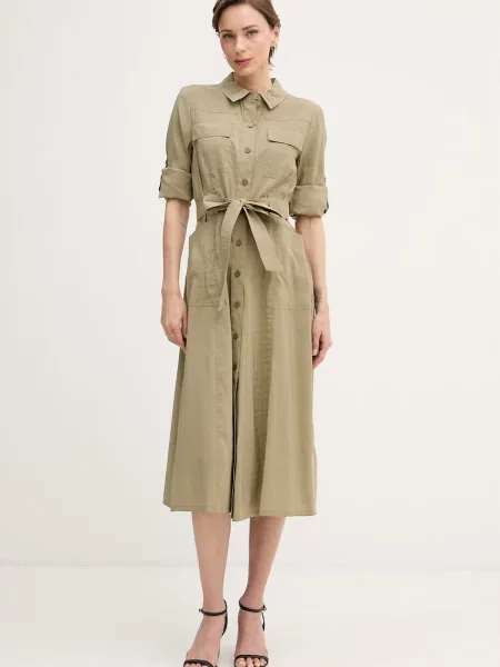 DKNY sukienka koszulowa z modalu zielona