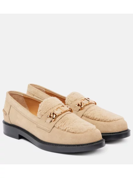 Pantofi loafer Tod's din piele de căprioară bej