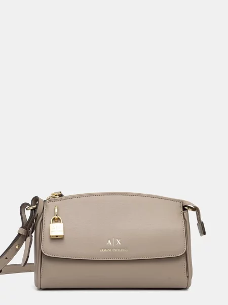 Armani Exchange geantă poștaș pentru femei cu imitație de piele bej