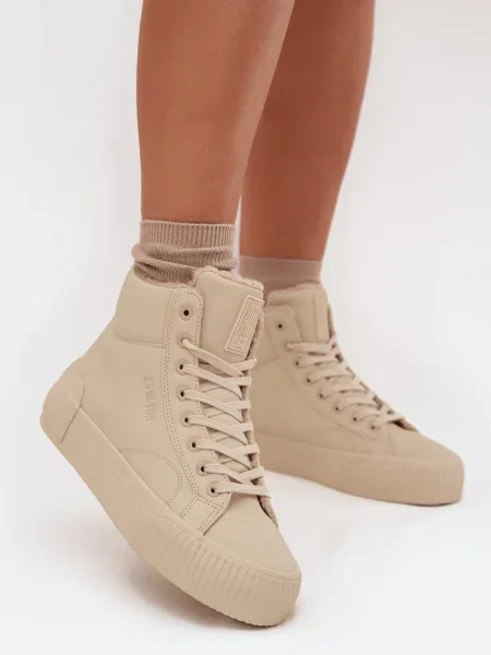 Zateplené tenisky Big Star na platformě hnědé