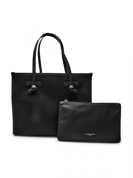 GIANNI CHIARINI Geantă shopper + borsetă Marcella cu adaos de piele negru