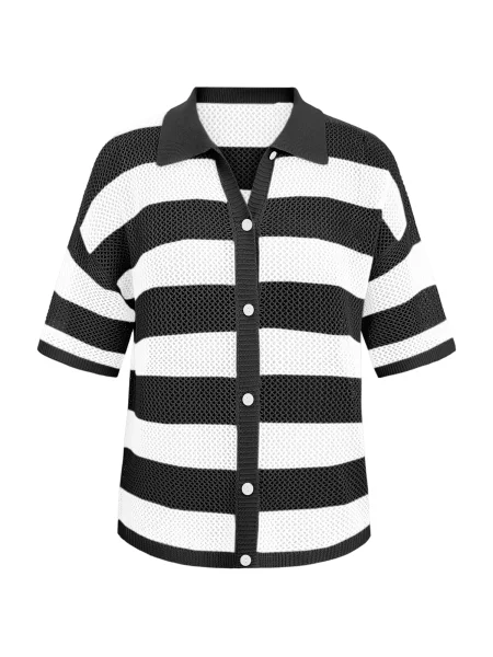 Imily Bela Geacă tricotată negru alb