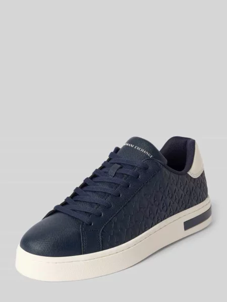 Sneakersy z wiązaniem i wzorem z logo Armani Exchange granatowe