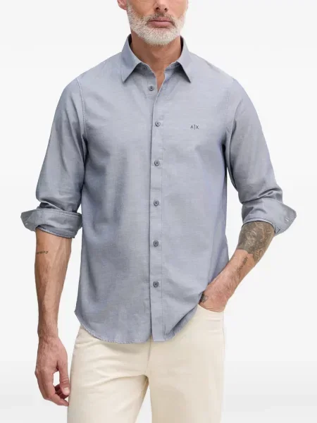 Lung cămașă Armani Exchange cu broderie albastru