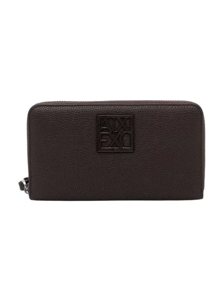 Portfel Armani Exchange skórzany z logo brązowy
