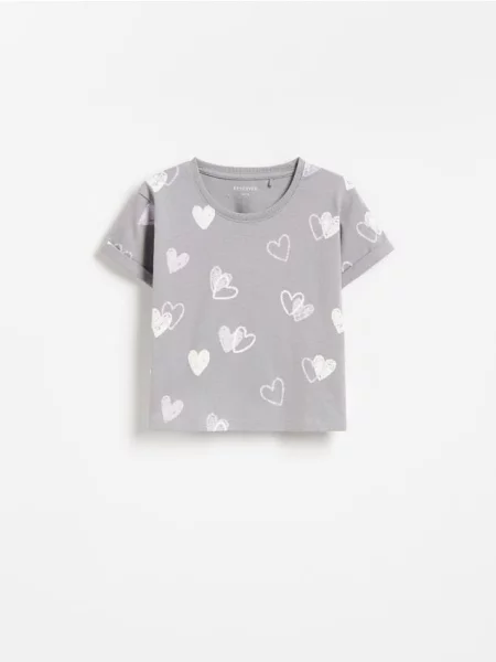 Reserved Tricou din cu model gri-închis gri