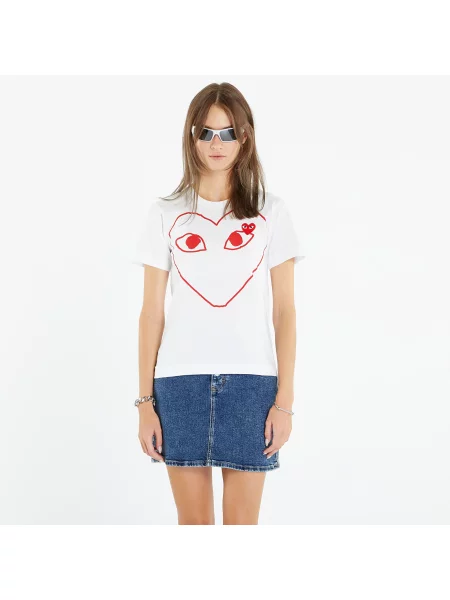 Коротка футболка Comme Des Garcons Play з коротким рукавом з сердечками біла