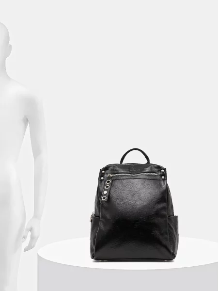 Кожаный однотонный маленький рюкзак Answear.lab черный