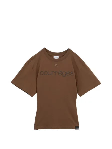 Tricou Courreges cu broderie maro