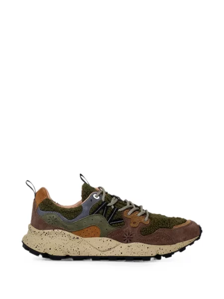 Sneakerși Flower Mountain din piele de căprioară cu model floral verde