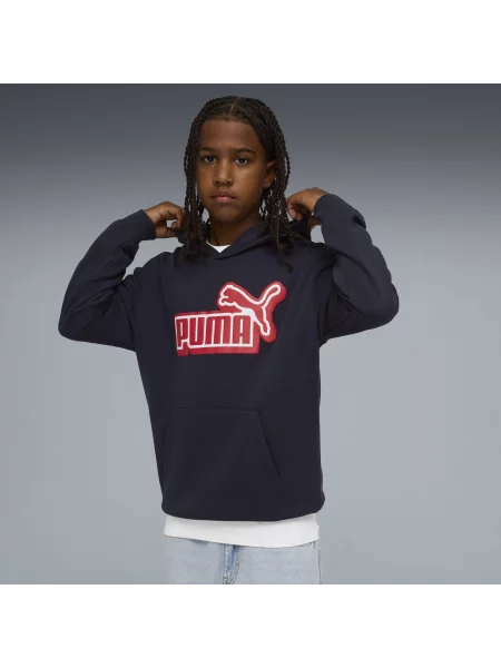 PUMA Młodzieżowa luźna bluza z kapturem Essentials Logo Lab Akcesoria niebieski