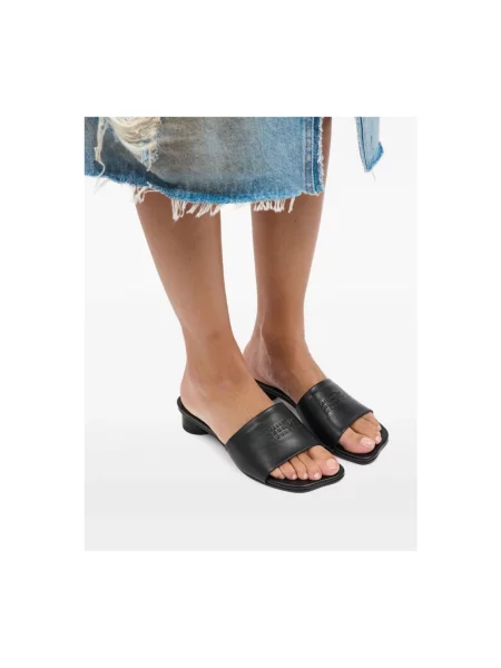 Klapki Mm6 Maison Margiela skórzane czarne