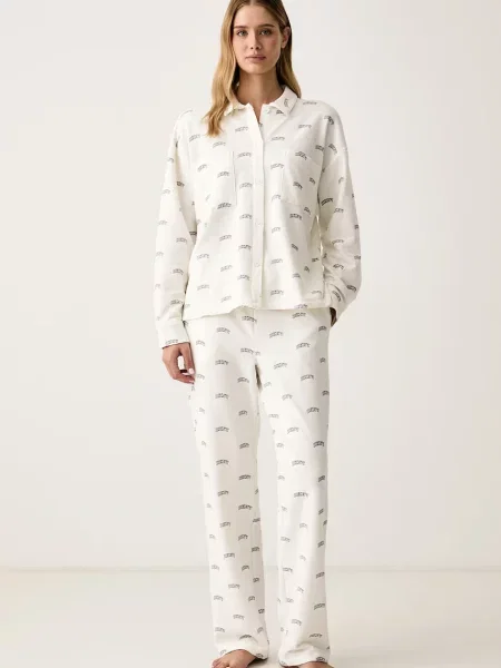 DKNY dvoudílné pyžamo s bavlnou béžové
