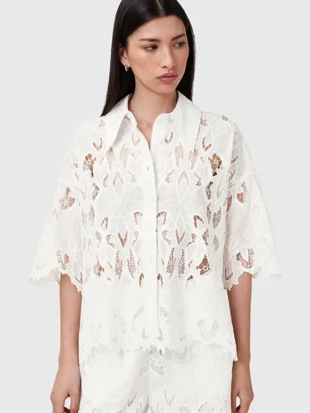 AllSaints cămașă CHARLI cu guler clasic relaxed alb