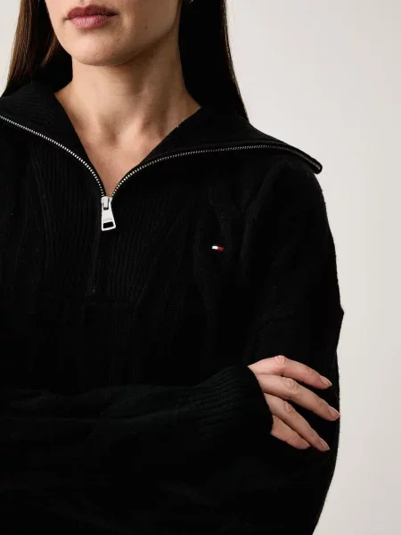 Tommy Hilfiger пуловер дамски от вълна черно