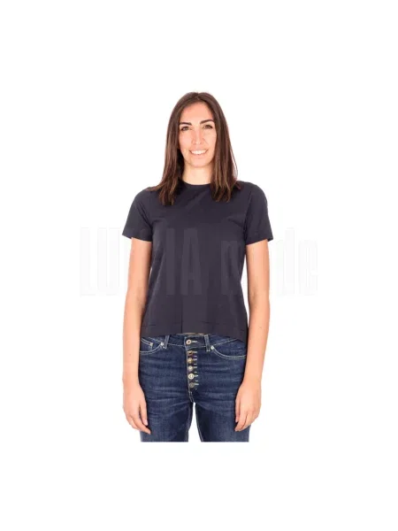 Krótka koszulka Alpha Studio z krótkim rękawem z dżerseju niebieska