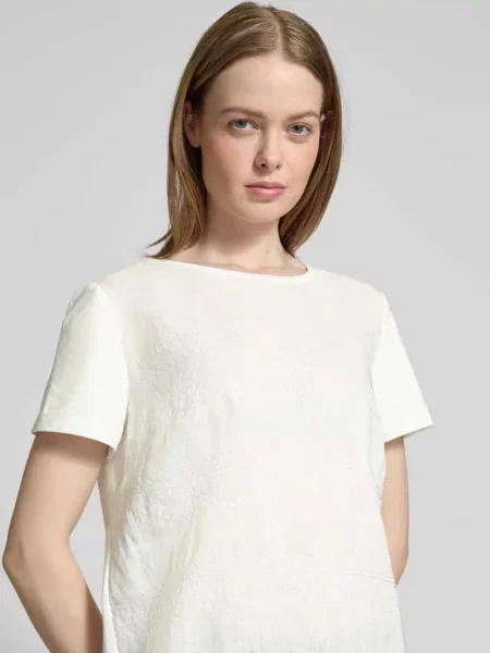 T-shirt z obszyciem koronką model ‘BONDENO’ Weekend Max Mara biała