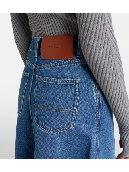 Fustă din denim Victoria Beckham asimetrică albastru