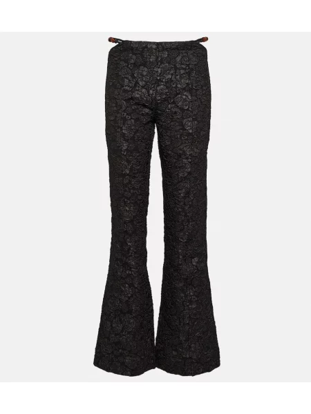 Pantaloni Ganni cu talie joasă din jacard negru