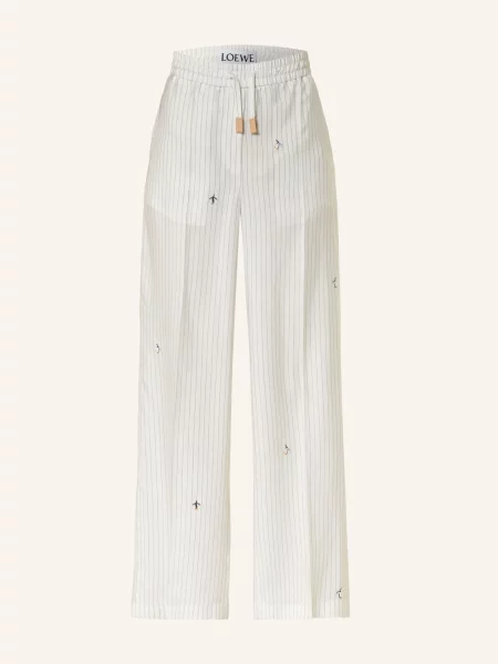 Loewe Spodnie Marlena Z Jedwabiu weiss białe