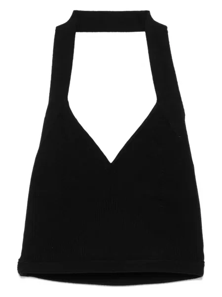 Žebrovaný top Wardrobe.nyc s výstřihem do v černý