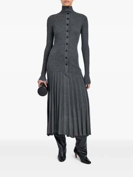 Rochie midi Proenza Schouler plisată până la genunchi de costum gri