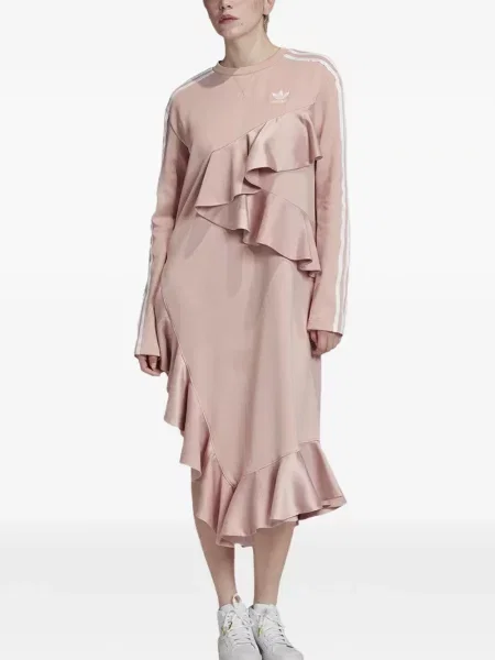 Pruhované krajkové pruhované tričko Adidas s vázáním šedé