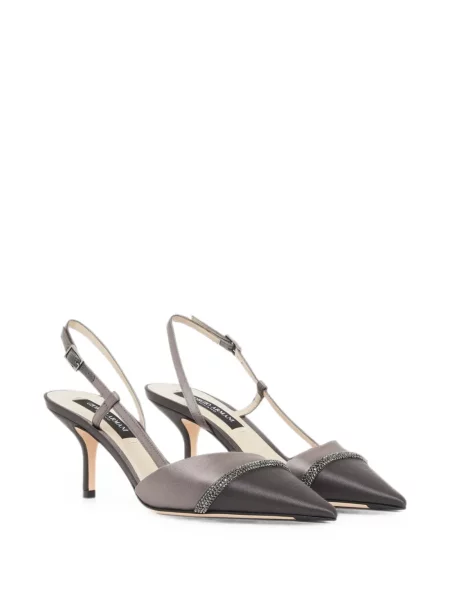 Pantofi cu toc Giorgio Armani slingback gri
